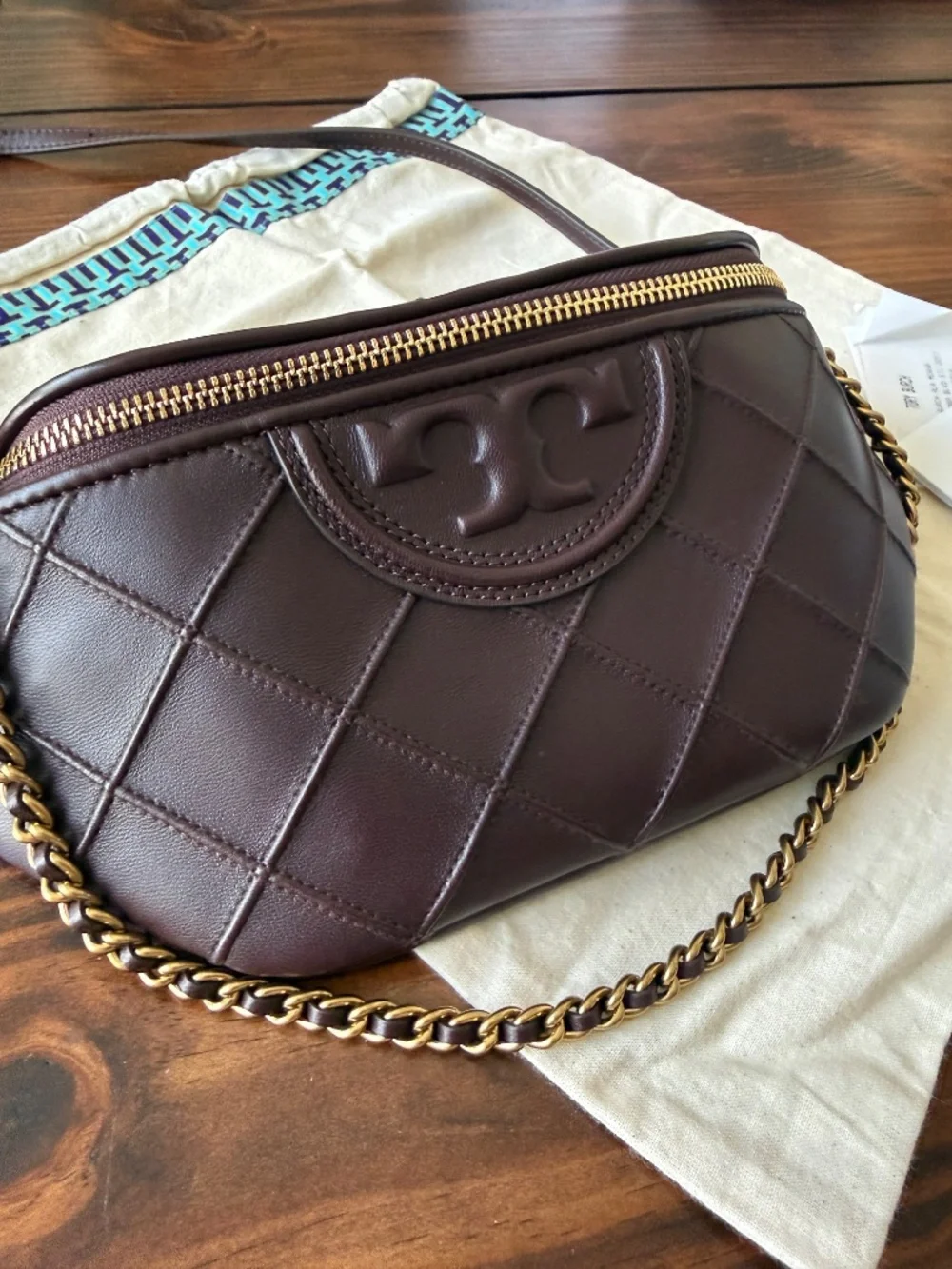 Tory Burch Fleming Nappa Leather Bag in Albarossa (Rich Burgundy)